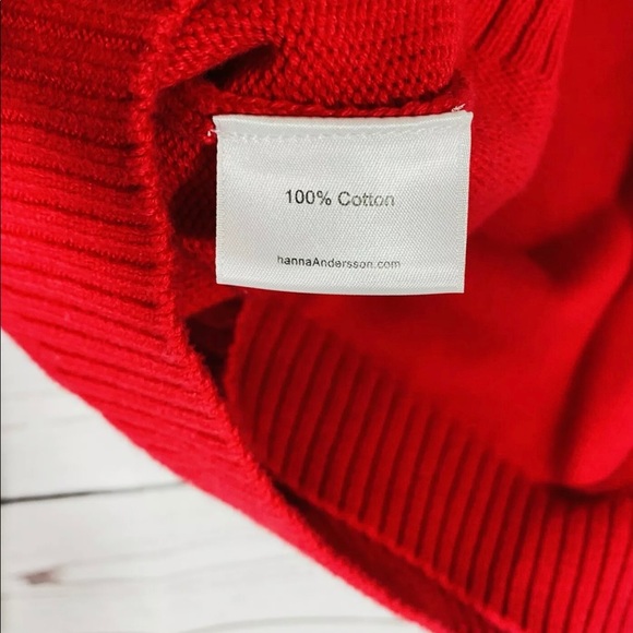 Hanna Andersson Girls Sweater Sz 12 / 150 Red Cotton Knit Fair Isle Quarter Zip - Picture 8 of 9